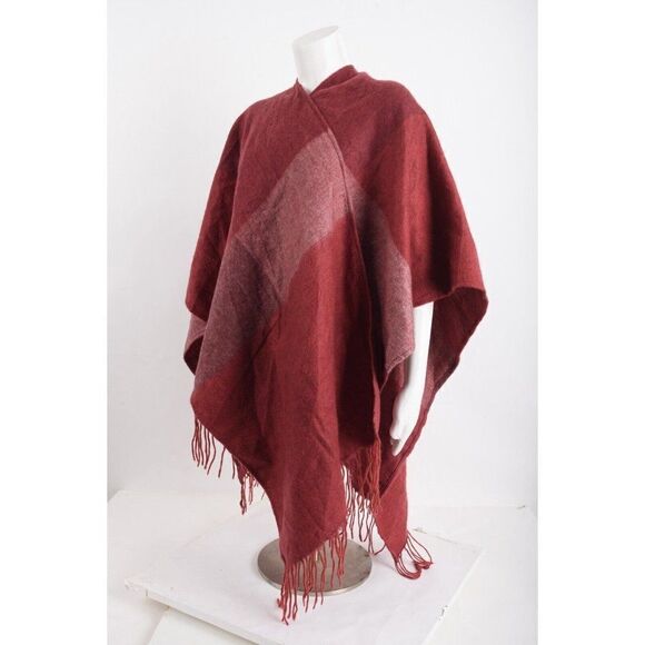 Woolrich Womens Shawl Wrap Scarf One Size Fits All Red Plaid Fringe Trim - Picture 3 of 6